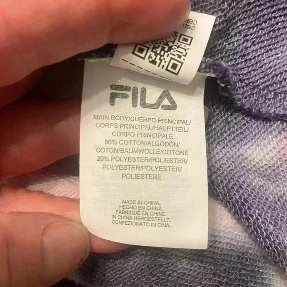 Fila Ashley Tie Dyed Crewneck Sweatshirt in purple pink & white womens size LG - Picture 7 of 8